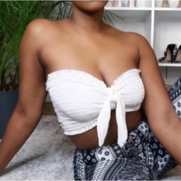 Cider Tops - Cider Smocked Tie Front Tube Top